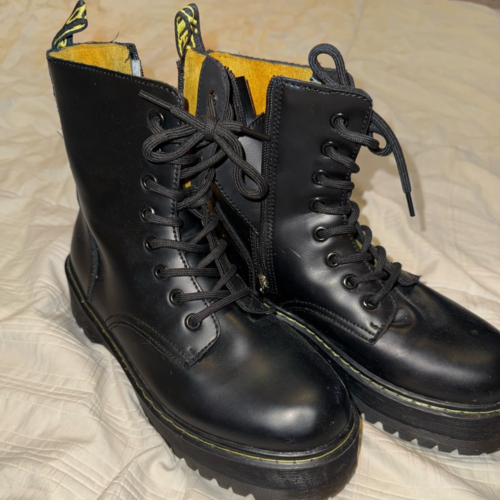 Black Lace-Up Combat Boots